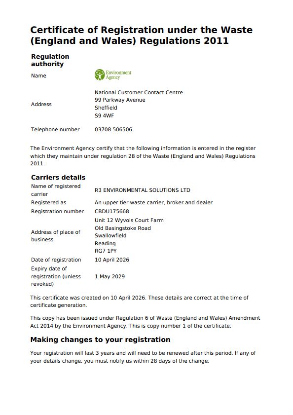 Waste Carriers Renewal to 2029